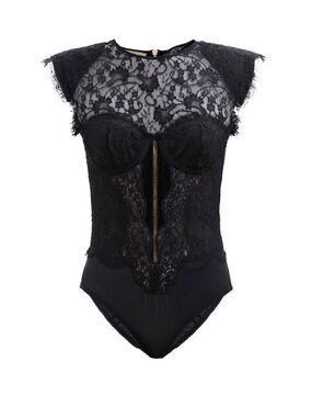 Gucci lace bodysuit with padded shoulders and back zipper NWT